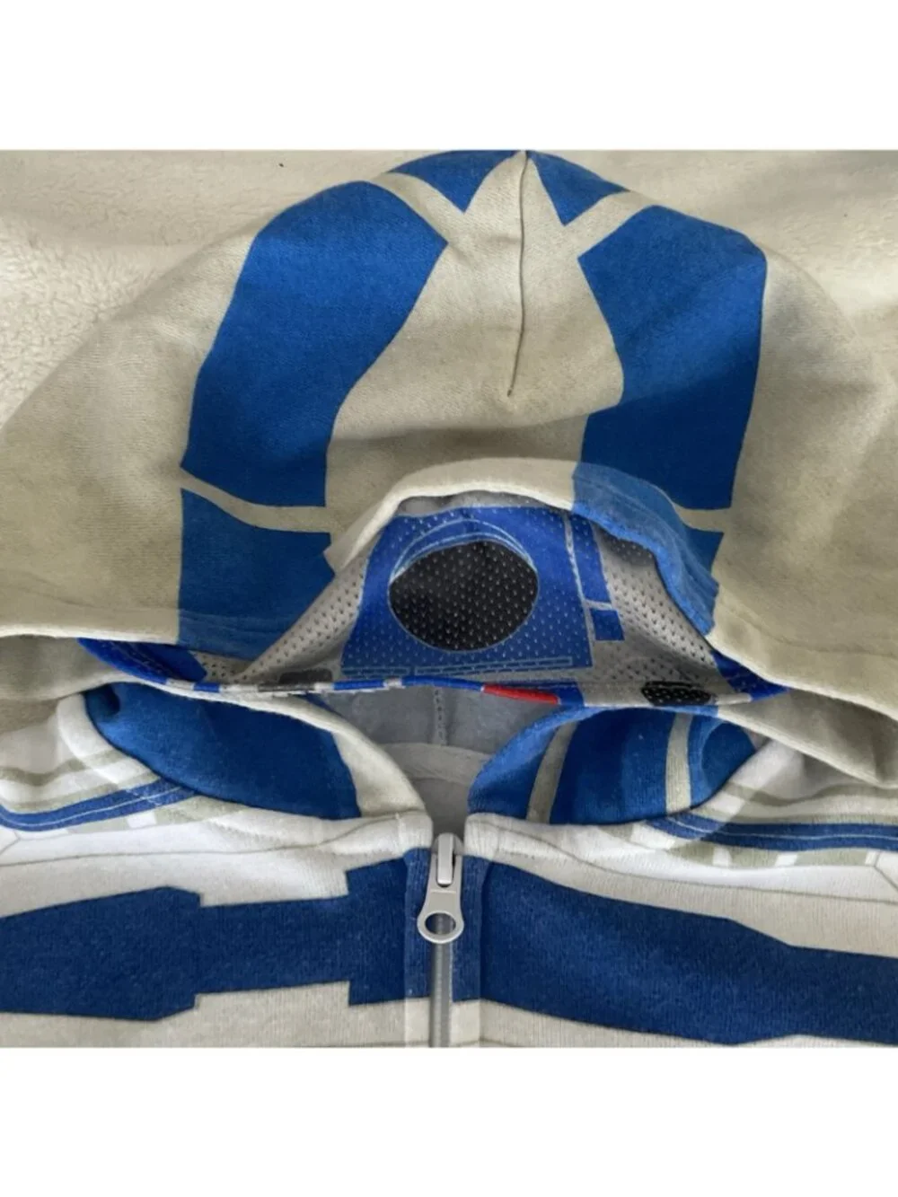 Star Wars R2-D2 Children’s Zip Up Hoodie Sweatshirt White Sz 7-8 Medium Disney